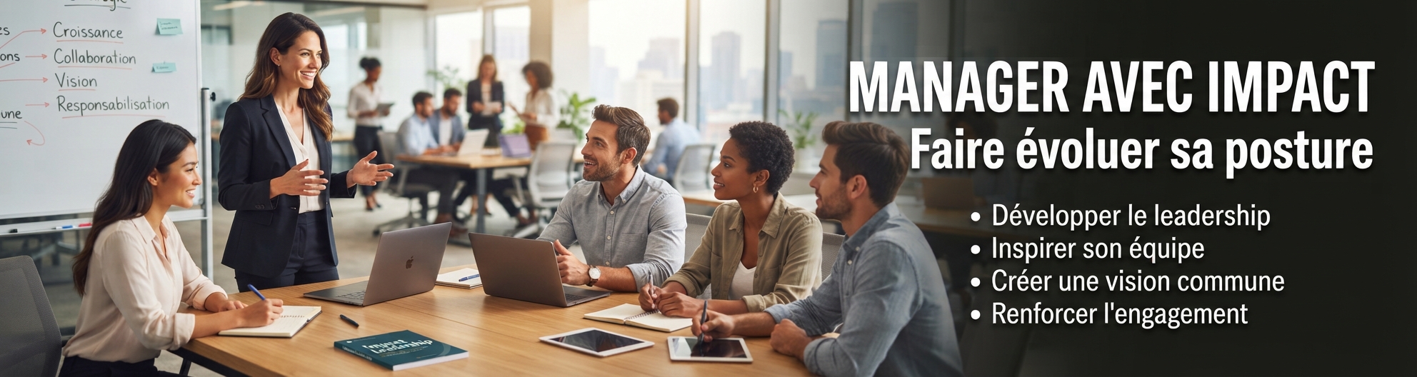 Atelier Manager avec impact, dirigeante échangeant avec son équipe
